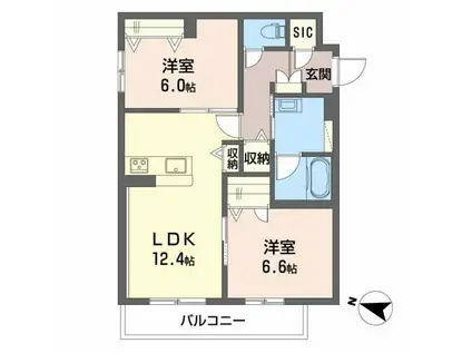 シャーメゾン栄蔵(2LDK/3階)の間取り写真