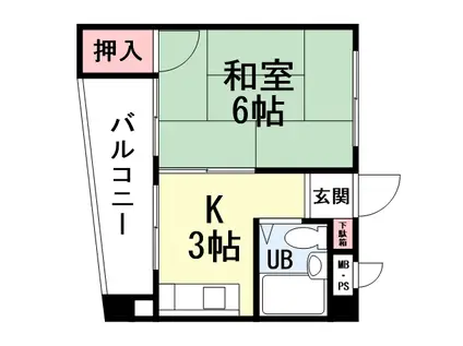 小倉ホースビル(1K/5階)の間取り写真