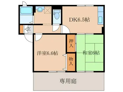 シャルマンドミールA棟(2DK/1階)の間取り写真