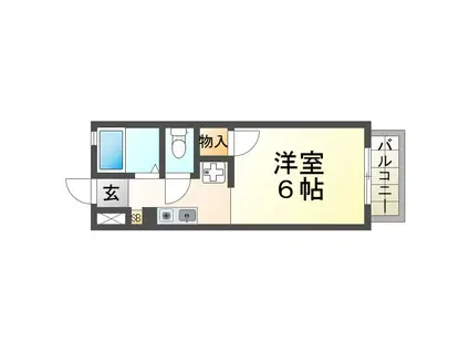 ラポール(1K/1階)の間取り写真