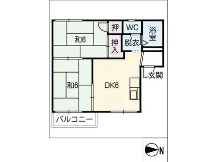 タウニィ知多(2DK/2階)の間取り写真