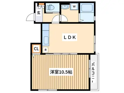 オンリーワン篠原北(1LDK/2階)の間取り写真