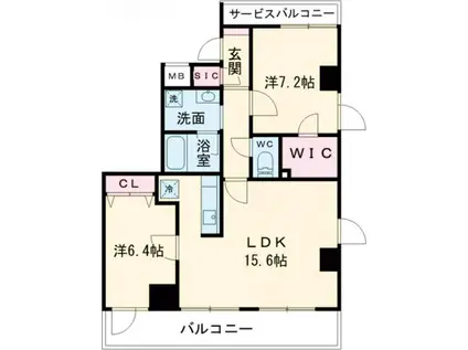 都営新宿線 一之江駅 徒歩2分 13階建 築3年(2LDK/6階)の間取り写真