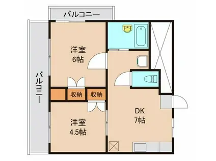久古NO.10マンション(2DK/3階)の間取り写真