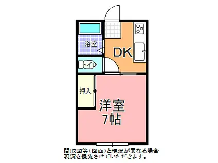 シティハイム嶋崎A・B棟(1DK/2階)の間取り写真