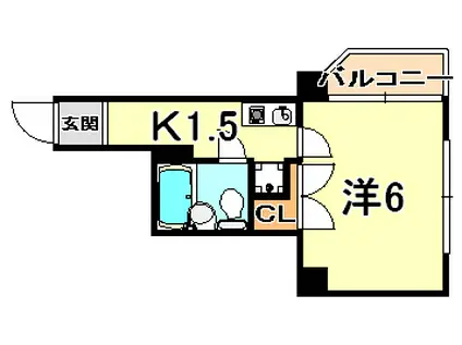 ライオンズマンション六甲道(ワンルーム/4階)の間取り写真