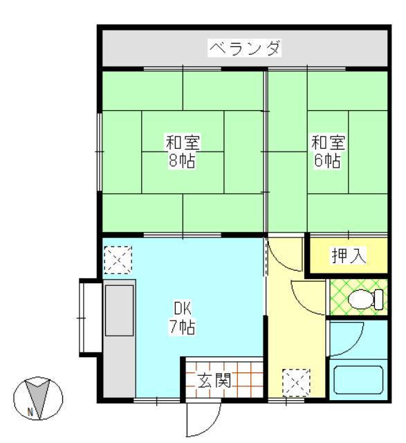 新かわら荘(2DK/2階)の間取り写真