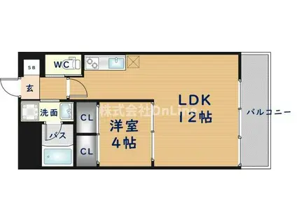 プレジオ八戸ノ里(1LDK/2階)の間取り写真