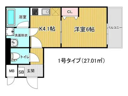 八尾本町5丁目KAP(1K/1階)の間取り写真