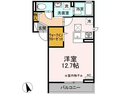 東北新幹線 小山駅 徒歩9分 3階建 築2年(ワンルーム/1階)の間取り写真