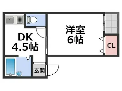 ファーストイン森ノ宮(1DK/2階)の間取り写真