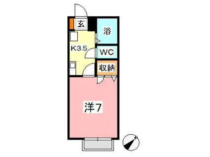 サンハイツ宇野津(1K/2階)の間取り写真