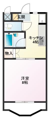 マンションレイクビュー(1K/4階)の間取り写真