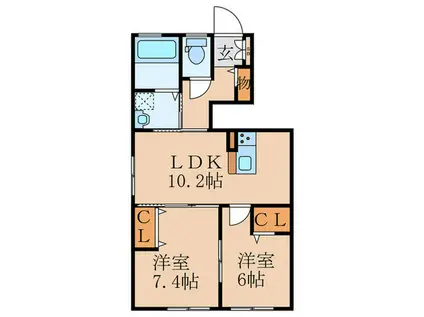 レクラン(2LDK/1階)の間取り写真