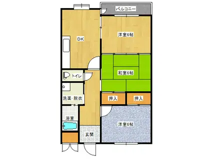 エスポワール菅原(3DK/3階)の間取り写真