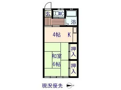 大都荘(1K/2階)の間取り写真