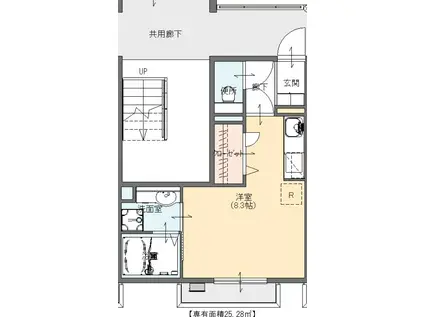 マリベールLIBERA B棟(ワンルーム/2階)の間取り写真