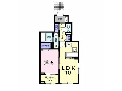 シャルム・アイ II(1LDK/1階)の間取り写真