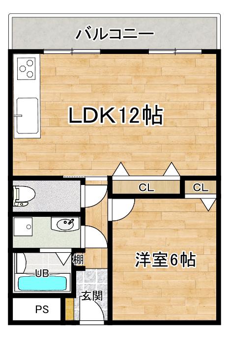 グラッド・パーク(1LDK/1階)の間取り写真