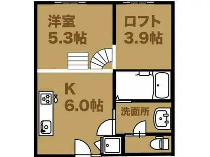 ノースゲイト2レジデンス(1SDK/1階)の間取り写真