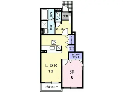 ディマンシュ.M A(1LDK/1階)の間取り写真