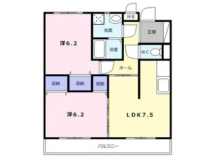 メルベーユ(2LDK/2階)の間取り写真