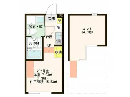 ヴィクトワール六町(ワンルーム/2階)の間取り写真