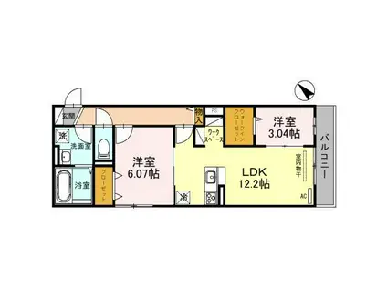 レ リヤン ファミリオVIII(2LDK/2階)の間取り写真