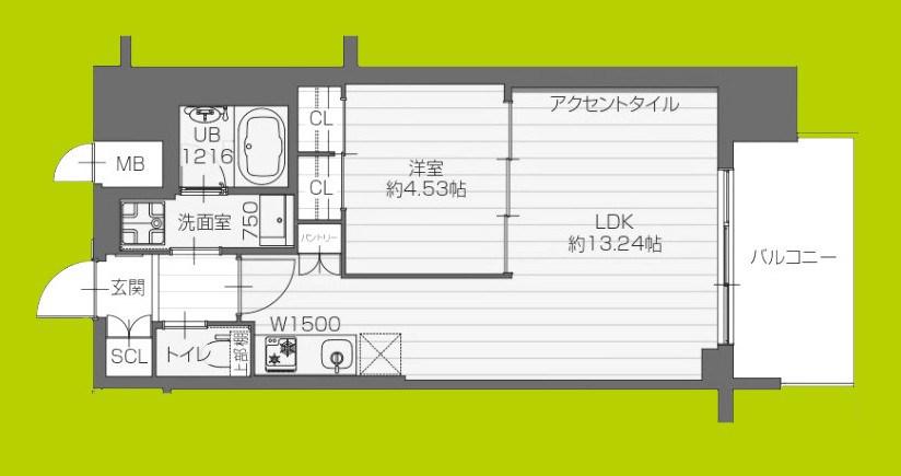 プレジオ永和ASIAN(1LDK/11階)の間取り写真