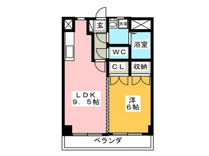 鏡島レイナ(1LDK/2階)の間取り写真