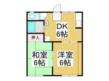 コーポあずさII(2DK/1階)の間取り写真