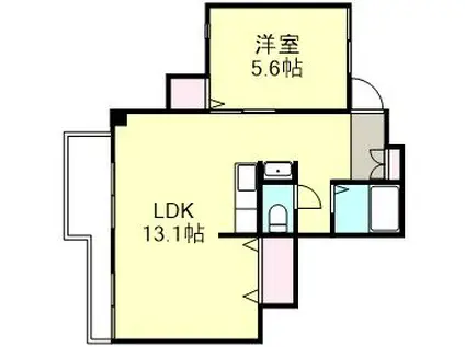 ガーディニア倉敷(1LDK/1階)の間取り写真
