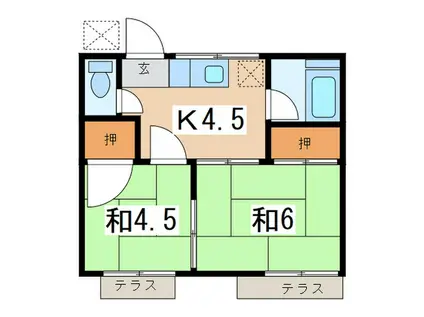 コーポ森(2K/2階)の間取り写真