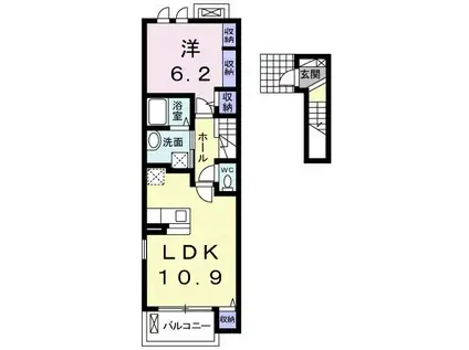 コモド若宮(1LDK/2階)の間取り写真