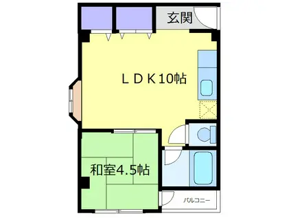 ラフィーネ2号館(1LDK/3階)の間取り写真