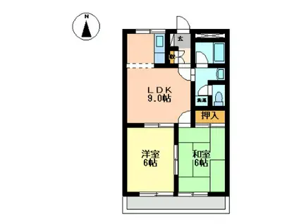 パレス野添(2DK/4階)の間取り写真