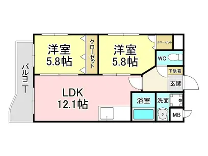 小芝ビル(2LDK/3階)の間取り写真