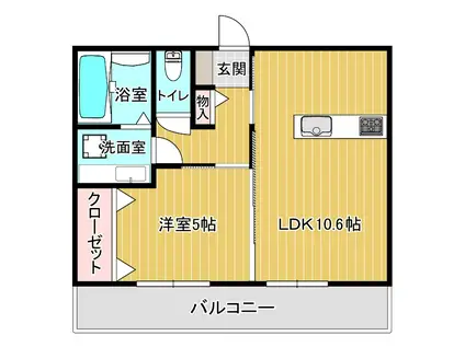 パークヴィラ杉水IV(1LDK/1階)の間取り写真