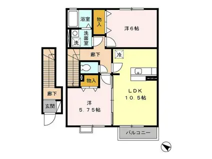 シルクコート(2LDK/2階)の間取り写真