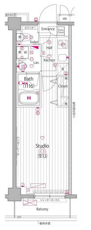 ガーラ・ヒルズ新宿 1階階 間取り