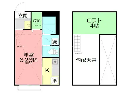 ガラージュ湘南(1K/2階)の間取り写真