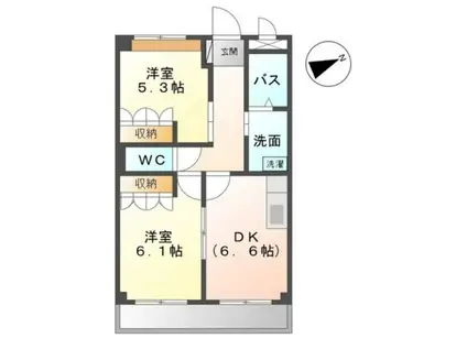 PINE HEART(2DK/2階)の間取り写真