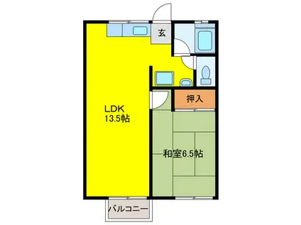 第1メゾンドラポール(1LDK/2階)の間取り写真