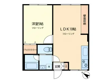 柿の木坂東豊エステート(1LDK/3階)の間取り写真