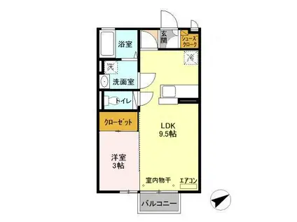 ヘクセンハウス堀町(1LDK/1階)の間取り写真