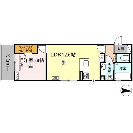SOLANAIII(1LDK/3階)の間取り写真