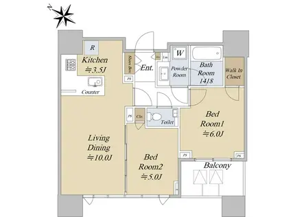 グランドミレーニア(2LDK/7階)の間取り写真