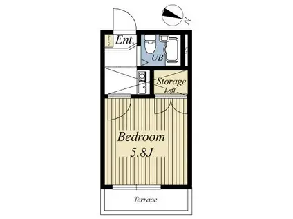 ディアレスト谷塚(1K/2階)の間取り写真