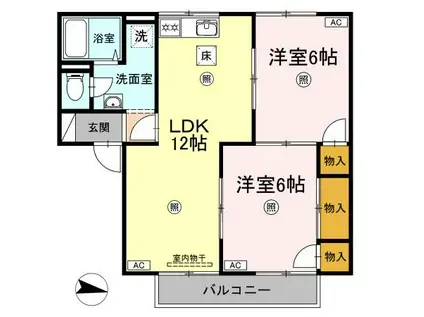 プレジール西島A棟(2LDK/1階)の間取り写真
