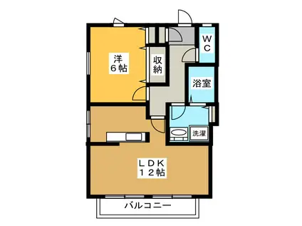 アバンス大竹A棟(1LDK/1階)の間取り写真